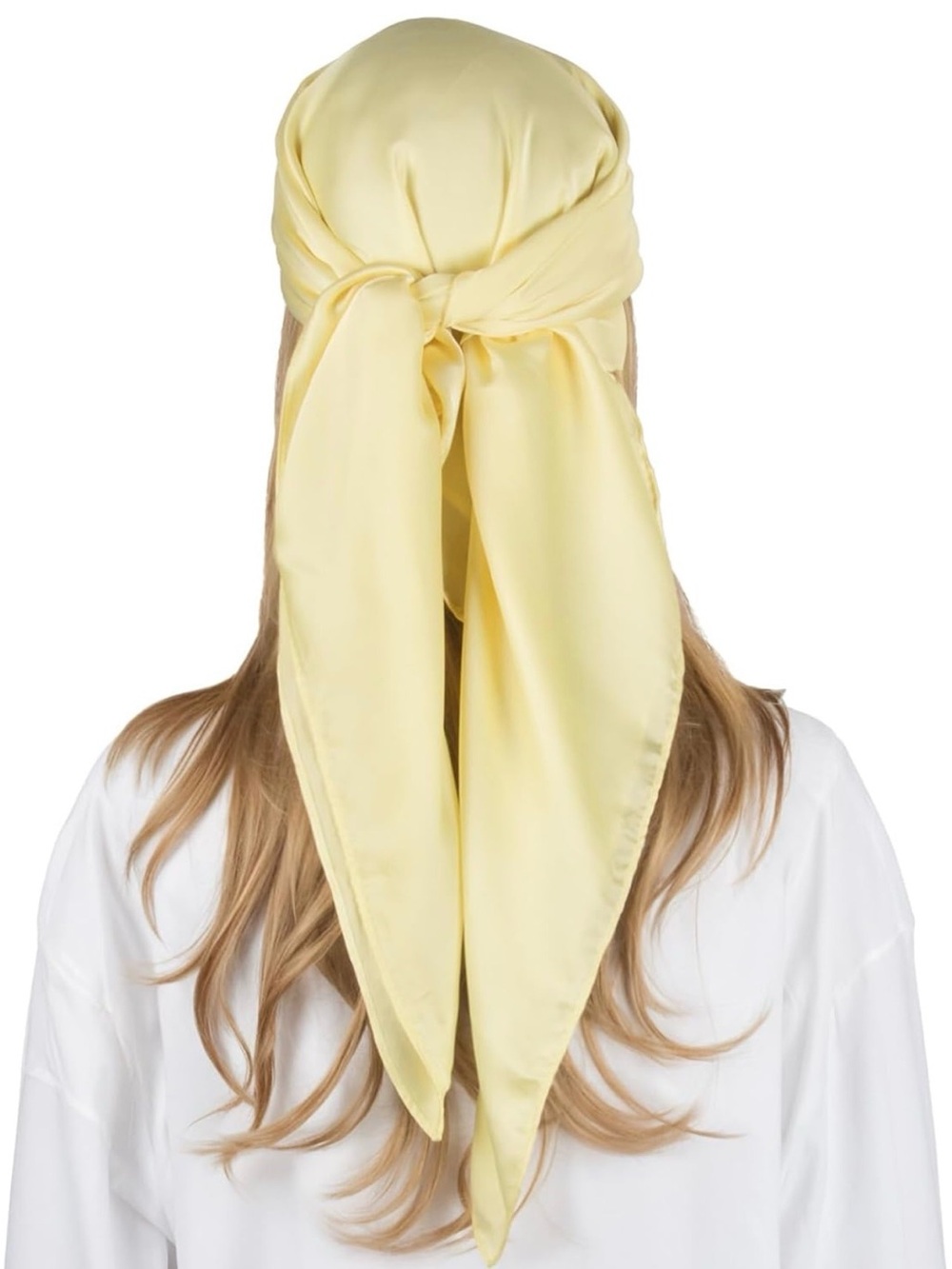 Light Yellow Satin Headscarf - Women Accessories 35in x 35in